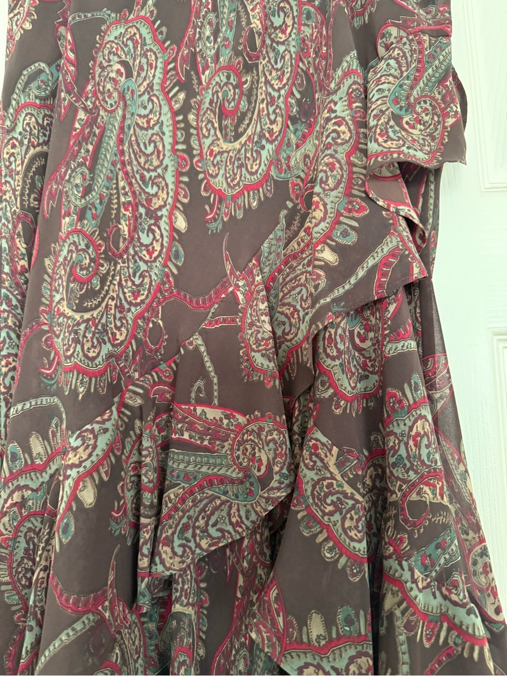 Chaps Paisley Skirt in Brown, Red, and Green size S - Picture 3 of 6